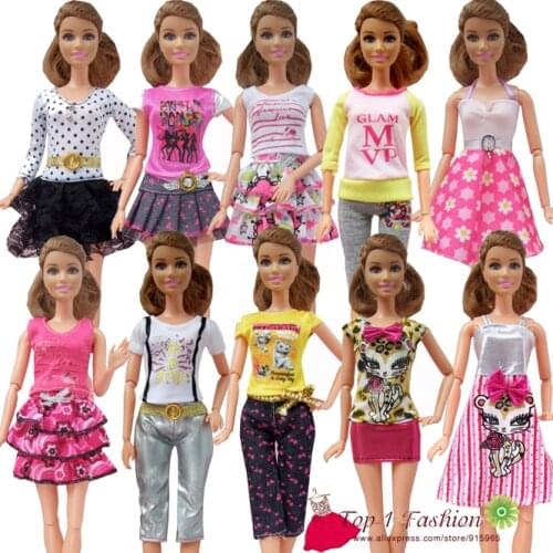 New free shipping 5sets=clothes pants or mini skirt set fashion outfit Clothes outwear suit set coat for barbie doll