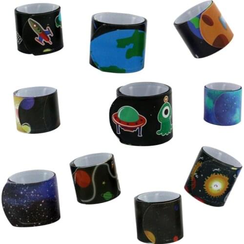 Novel Starry Sky Slap Bracelets Toy Universe Planet Party Space Alien Theme Party Kids One 1st Birthday Party Boy Favor Gifts