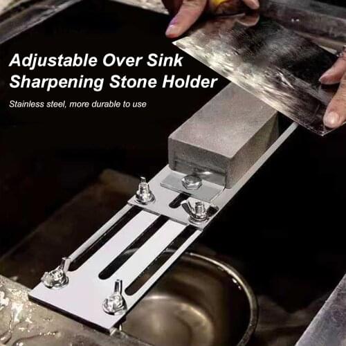 Galvanized Mount for Sharpening Stone Over Sink Sharpening Stone Holder Non-slip Whetstone Sink Bridge Fits 12.59~16.53in