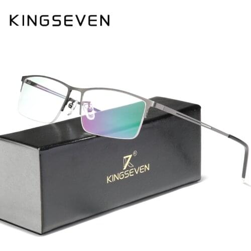 KINGSEVEN Titanium Alloy Optical Glasses Frame Men 2020 Square Myopia Prescription Eyeglasses Male Metal Eyewear