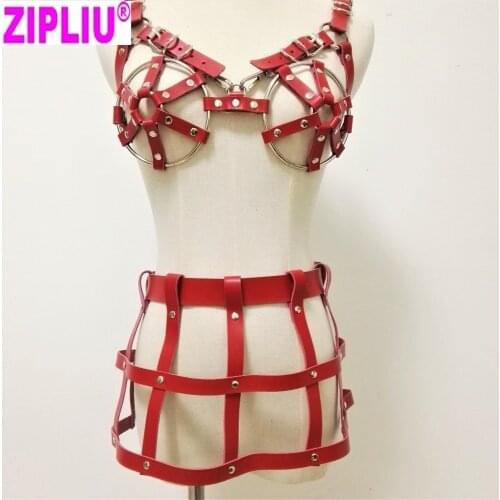 SexyFashion Harajuku Lolita & Punk Goth choker harness Necklaces Flower Two Layer leather Rock Collar Choker handmade