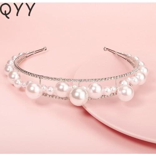 QYY Bridal Hairband Pearl Headband for Women Hair Accessories Party Headbands Tiaras and Crowns Headpiece Hair Jewelry Gifts