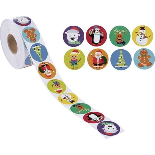 50-500pcs christmas sticker 8 designs pattern cartoon sticker for kids toys christmas gift waterproof adhesive labels