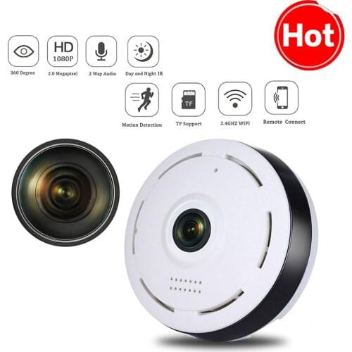 Fisheye 1080P Panoramic IP Camera Wireless Wifi Security Camera IR Night Vision Loop Recording Motion Detection