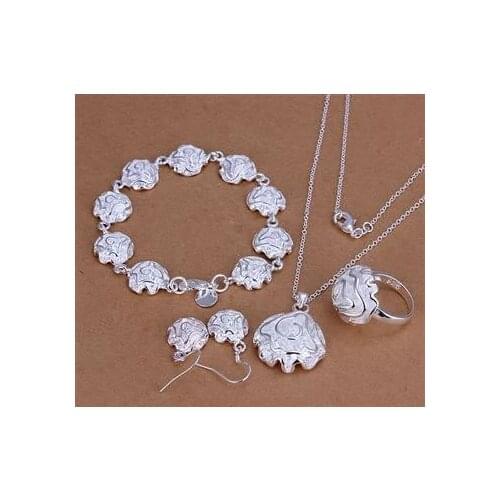 S270 Wholesale, r jewelry set, fashion jewelry set Rose Ring Drop Earrings Bracelet Necklace Jewelry Setr plated