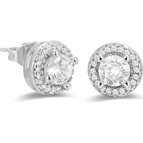 Copper Geometry Round Stud Earring Circle Simplicity Cubic Zirconia Earring For Women Statement Promise Anniversary Jewelry Gift