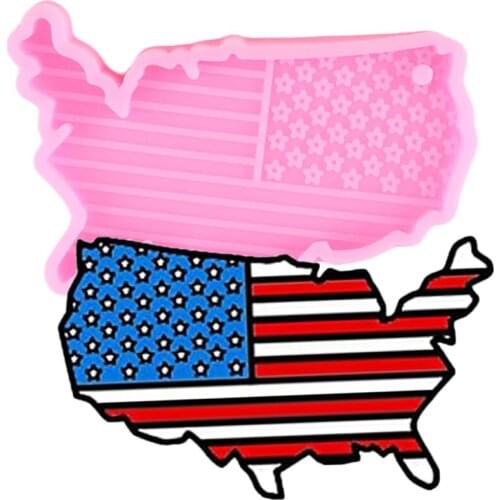 Disney United States Map Keychain Silicone Mold DIY Necklace Jewelry Epoxy Resin Molds Cupcake Topper Chocolate Fondant Mould