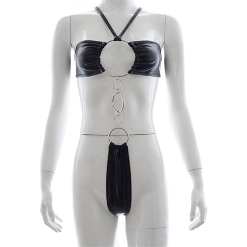 Products for Adults Sex Games Erotic Lingerie Womens Black PU Leather Porno Sex Costumes Harness Adult Toys Sex Toys for Women