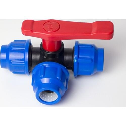 1PC PE Tee Type union swivel 1/2" 3/4" 1" 1.2" 1.5" quick connector water pipe fittings Plastic ball valve 3 way valve switch