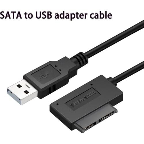 1pcs USB Adapter PC 6P 7P CD DVD Rom SATA To USB 2.0 Converter Slimline Sata 13 Pin Adapter Drive Cable For PC Laptop Notebook