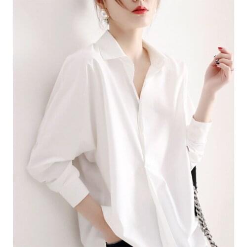 2021 Spring And Summer Silk Shirt Women Spring And Summer Long-sleeved Satin White Shirt Design Light Mature Shirt Women