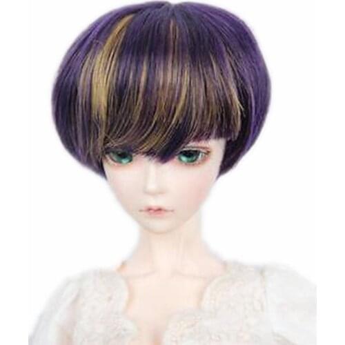 [wamami] 97# Purple Mix-Color Short Straight Wig For 1/4 MSD AOD DOD DZ BJD Dollfie 7"-8"