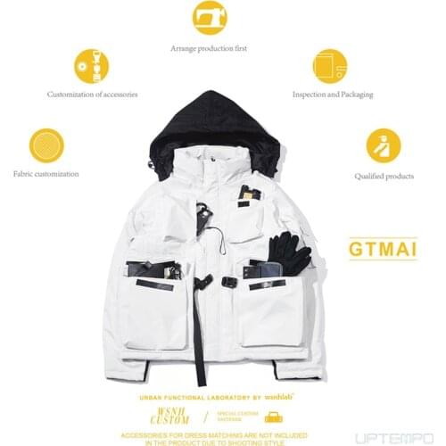 WSNHLAB winter autumn jacket multiple pockets magnetic buckle techwear streetwear harajuku japanese style