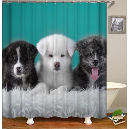 OLOEY Shower Curtains Puppy Dog Pattern 3D Print Curtains for Bathroom Waterproof Fabric Bath Curtians Customized Size