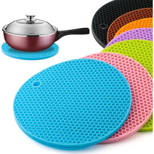 1PC Silicone Heat Resistant Mat Multifunctional Non-Slip Soft Round Pot Holder Dish Placemat Cup Coasters Kitchen Supplies