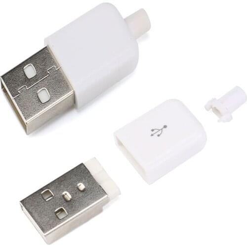 10/5pcs DIY USB 2.0 Male Type A Socket Connector With White Plastic Cover Type-A DIY Kits USB 4 Pin Plug