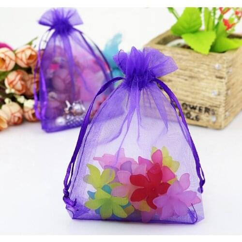 1000pcs/lot 7x9cm Deep Purple Organza Bags Small Wedding Decoration Charms Gifts Packaging Bags Organza Gift Bag Jewelry Pouch