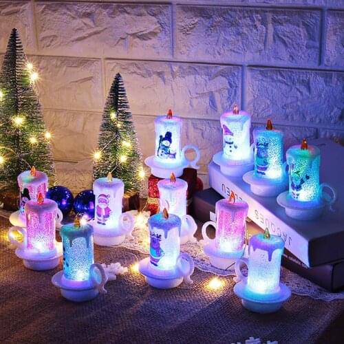 12pc Christmas Decoration Night Candle Light LED Electronic Candle Snowman Light