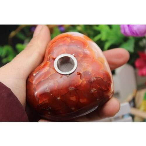 163 grams of natural quartz crystal heart-shaped smoke tube to cure has the damage