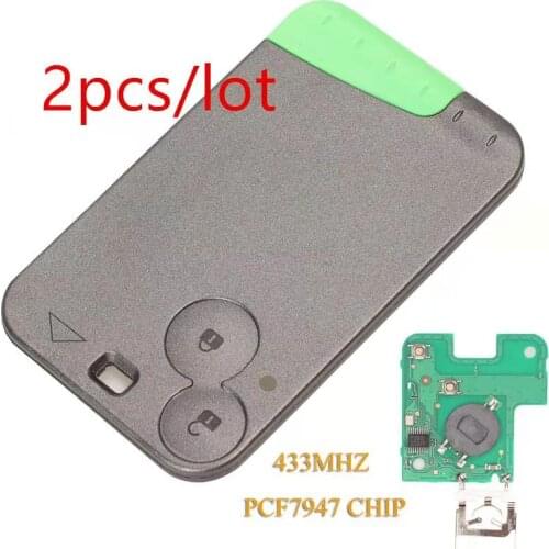 2pcs/lot 2 Buttons remote key PCF7947 Chip 433Mhz For Renault Laguna Espace Vel-Satis Smart Card Remote