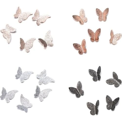 5Pcs/pack Matte Alloy 3D Silver Metal Butterfly DIY Nails Art Decoration Manicure Design Accessories Tools Nails Supplies