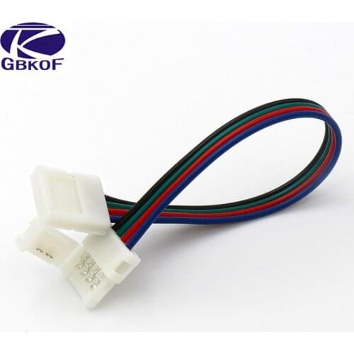 5pcs/lot 10mm 4 pin solderless lengthen connectors at 2 ends for 5050 RGB LED strip or 10mm wide 4 pin flexible PCB connector