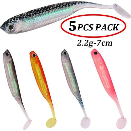 5pcs/lot Silicone Soft Fishing Lures T Tail Fish Larvae Bait Artificial Worm Lure Swimbait Fishing Tackle