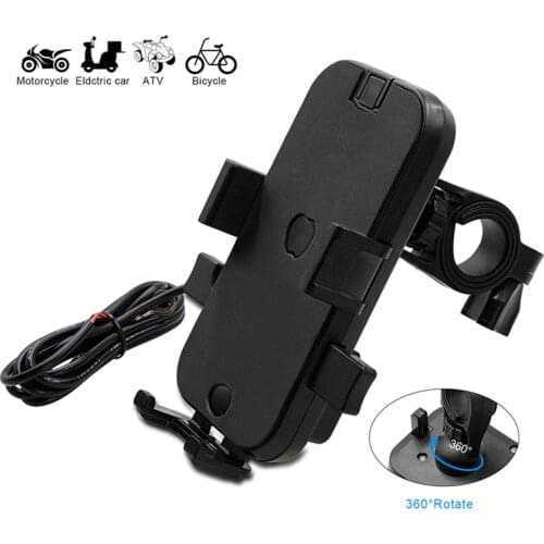 Car Riding Navigation Dual USB Fast Charge Mobile Phone Holder 12-80V Auto-lock GPS Navigator Bracket Rechargeable Moto Parts