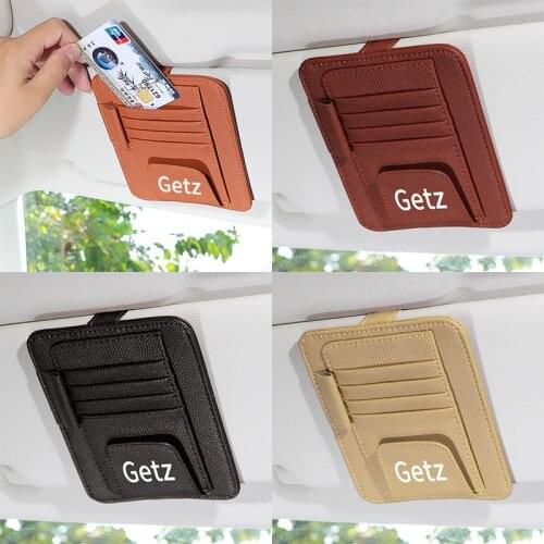 Car Organizer Sunshade Storage Bag Car Sun Visor Clip Bag Leather Stowing Tidying Box for hyundai GETZ Auto Accessorie