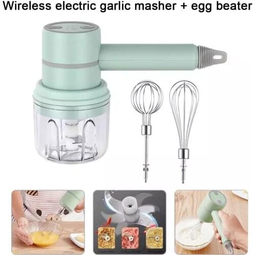 Wireless Garlic Blender 3-Speed Egg Beater Foamer Jam Blender Egg Whisk Milk Frother Beaters Puree Infant Food Helper