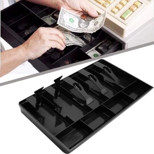 Large Cabinet Cash Drawer Register Insert Money Tray 5 Bills 4 Coins Compartments Storage Box Replacement Cashier Organizer