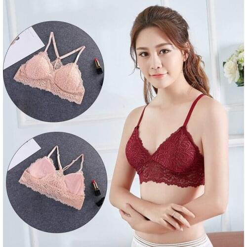 Bra Wireless Bras For Women Lingerie Bh Lace Sexy Bralette Push Up Bra Plus Size Y-line Straps Backless Lace Bras Large Size