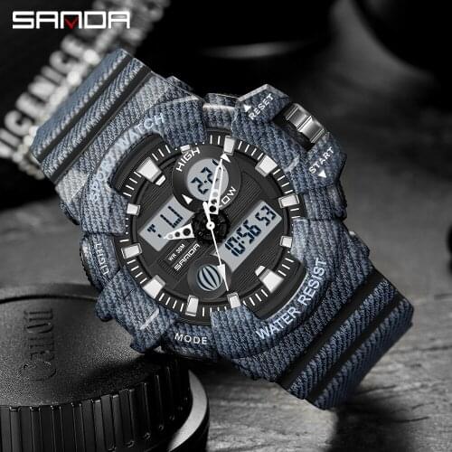 SANDA Fashion Brand Mens Quartz LED Digital Display Male Clock Waterproof Shockproof G Style Sports Watch Relogio Masculino