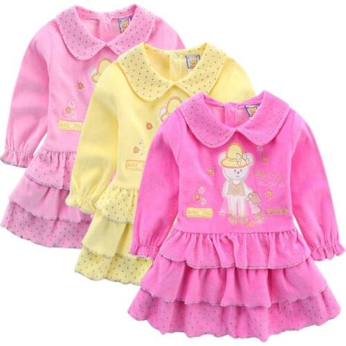 Little Q Baby Long Sleeve 3pcs/lot Dresses Kids Velour Undershirts Children Knee Length Dress Ball Gown Clothes Party Clothing