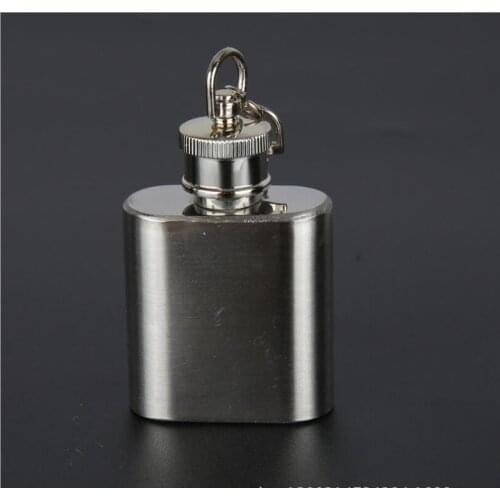 By dhl 100pcs Outdoor Pocket 1oz Mini Stainless Steel Hip Flask With Keychain Alcohol Whiskey Liquor Flasks Drinkware