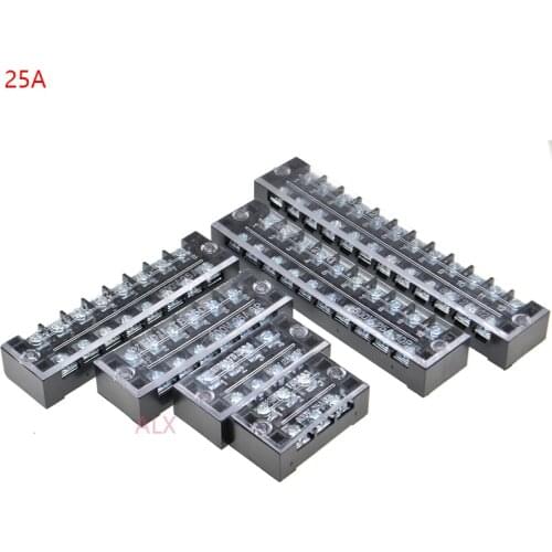 Dual Row Strip Screw Terminal Block 25A 600V Fixed Wiring Board wire connector TB-2503/TB-2504/TB-2506/TB-2508/TB-2510/TB-2512