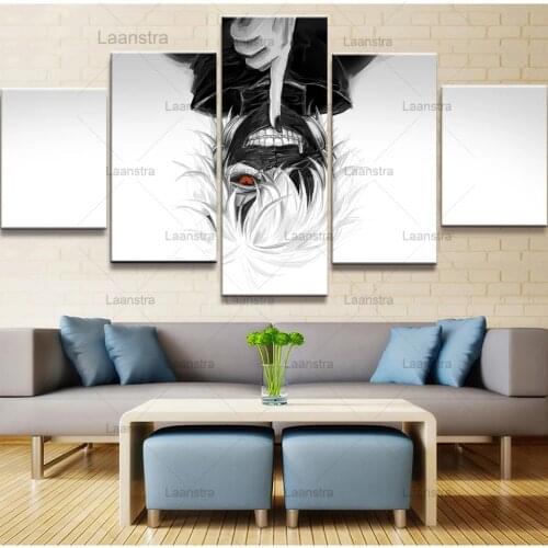 Wall Art Canvas Paintings 5 Pieces Tokyo Ghouls Picture Prints Home Decoration Animation Creative Poster for Living Room Modular