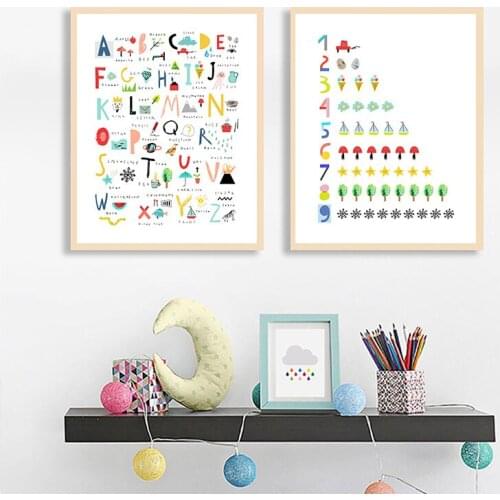 Canvas Painting Nordic Style Prints Home Decor Baby Intelligence Test Alphabet Wall Art Modular Picture Watercolor Simple Poster