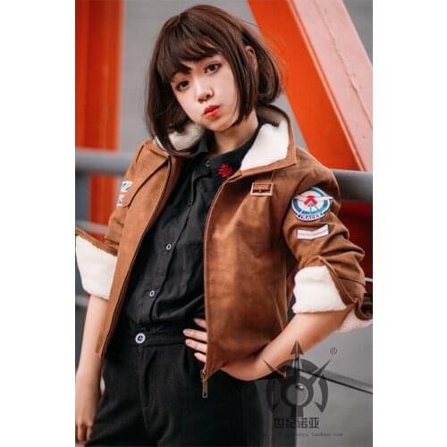 Game OW Tracer Leather PU Jacket Autumn/Winter Fleece Hoodie Cosplay Costume Unisex S-3XL Halloween Free Shipping 2019 STOCK