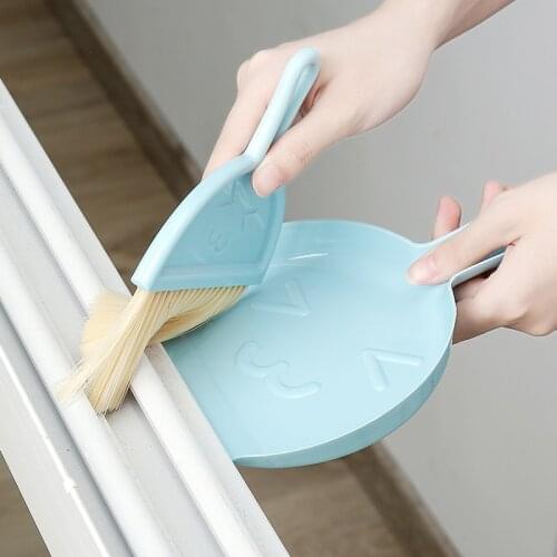 HOT!! Mini Desktop Sweep Cleaning Brush Two-Piece Set Keyboard Brush Small Broom Dustpan Set For Home School Office Clean Brush