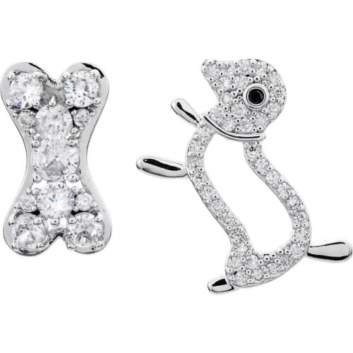 Sweet fashion jewelry gifts for women/girls: cute puppies and asymmetrical Zircon Earrings with bones ER-326