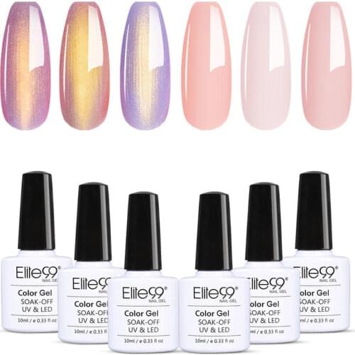 Elite99 6pcs/lot Gel Nail Polish Manicure Set Semi Permanent Glitter Hybrid Varnish Base Top Coat Soak Off UV LED Nails Gel 10ML