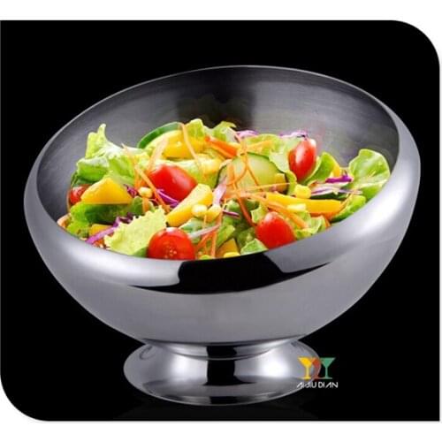 2020 new stainless steel salad bowl salad plate with a seat pan Hotel Boutique beveled fruit bowl spherical Xieshen spice jar