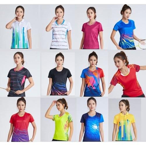 2020 New Womens Tennis T Shirts , Female Quick Dry Badminton Kit , Girl Sportwear Clothes Yellow Table Jerseys , Running Shirt