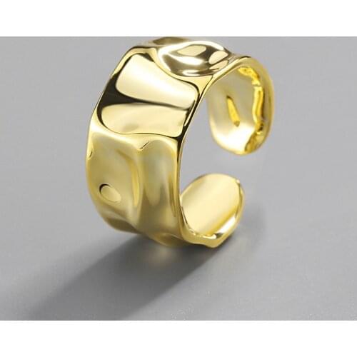 New Fashion Gold Color Copper Finger Rings Stackable Adjustable Punk Vintage Irregular Ring For Women Jewelry Gift Dropship