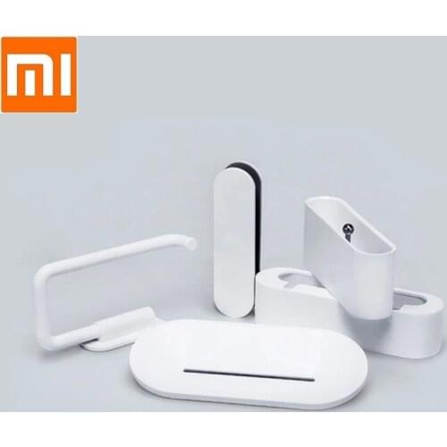 Original xiaomi HL bathroom 5 in1 sets for Soap Tooth Hook Storage Box and Phone Holder for Bathroom Shower Room Tool