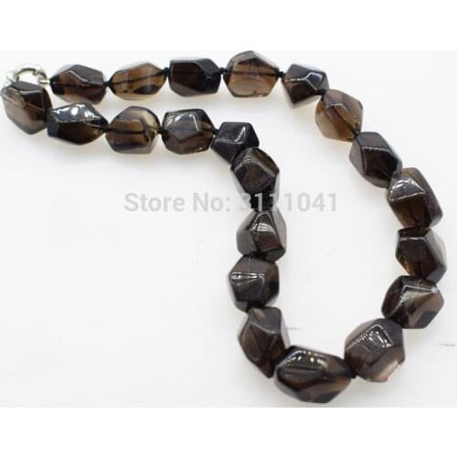 Smoky Quartz baroque faceted 18-20mm Necklace 43cm Wholesale for women xmas gift NATURE