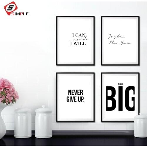 Scandinavian Style Love Poster Black White Canvas Painting Just Be You Wall Pictures For Living Room Nordic Decoration Home Art
