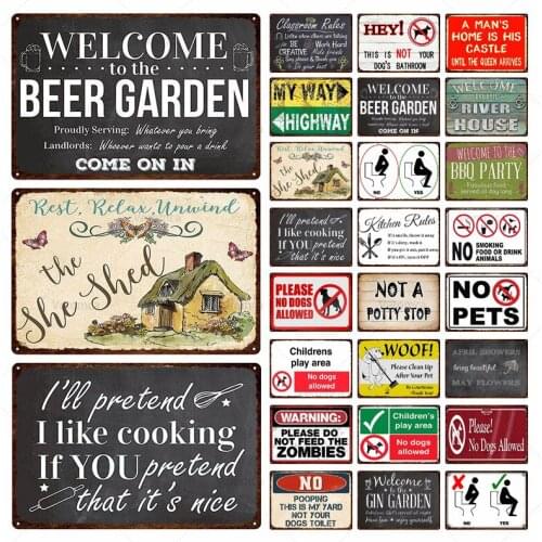 Warning Sign Iron Painting Metal Tin Sign Wall Garage Toilet Decor Art Plaque Plate Family Rules for Living Room Home Decor