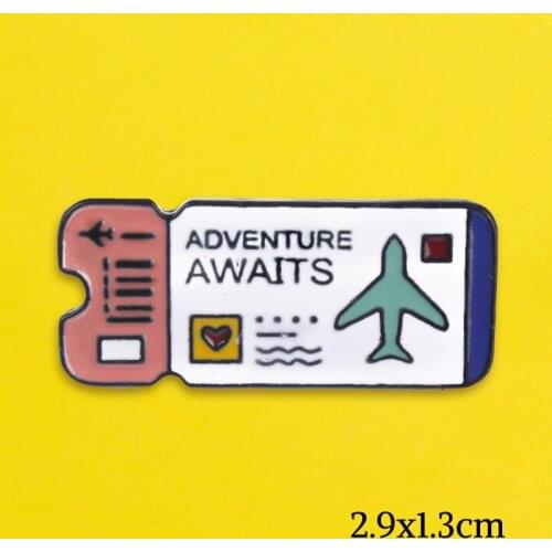 Adventure Awaits Pin On Badges Enamel Pin Brooches Bag Accessories Denim Jacket Lapel Pins Cartoon Jewelry Gift for Friends